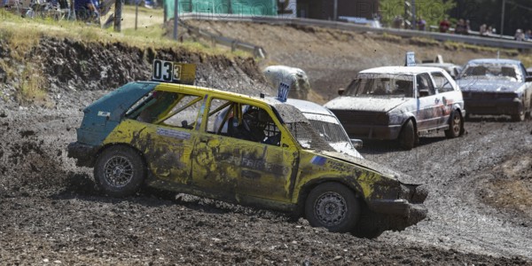 Car racing, autocross, race track of the RSG Aartal, car drifting, dirt flinging up, 7 July 2018, Eppe, Germany