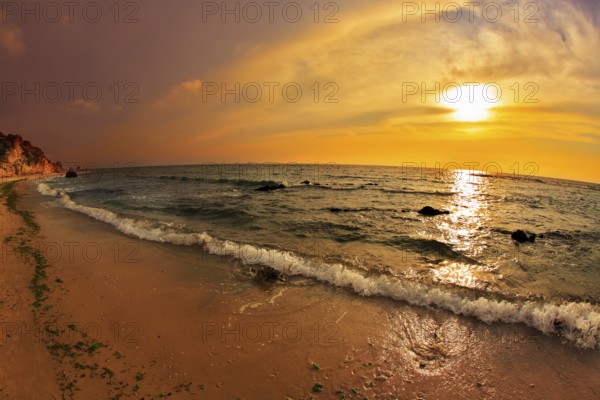 Magnificent cloudy sunset on Mediterranean sea