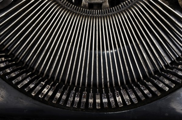 Part of vintage portable typewriter with Cyrillic letters