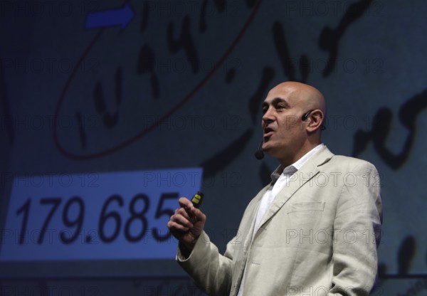 Sofia, Bulgaria - May 12, 2013: British theoretical physicist Jim Al-Khalili is lecturing at the Sofia Science Week