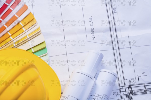 Composition yellow hardhat color palette blueprints