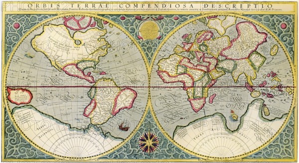 Facsimlile of World map by Gerardus Mercator or Gerard de Kremer, 1512-1594, cartographer, geographer