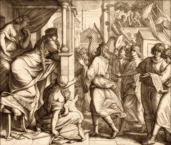 David bringing the ark of the covenant to jerusalem, Old Testament, by Julius Schnorr von Carolsfeld