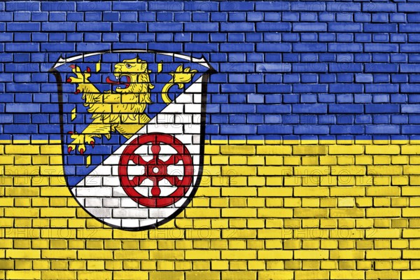 Flag of Rheingau-Taunus-Kreis painted on brick wall