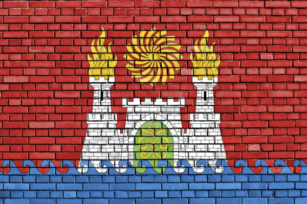 Flag of Makhachkala painted on brick wall