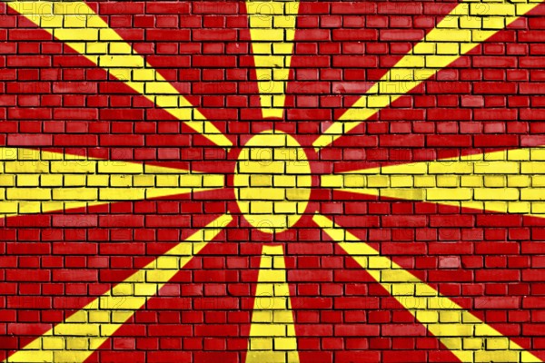 Flag of Macedonia painted on brick wall