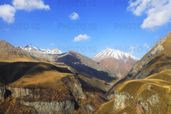 Mount Kazbek in the Greater Caucasus, Georgia, Asia