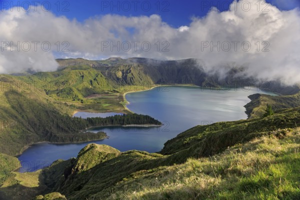 Lagoa do Fogo and green valley on San Miguel island of Azores