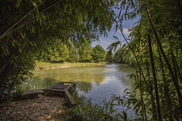 Park and gardens in a Krishna temple. Landscape of the Krisna-völgy IKKB park in Hungary