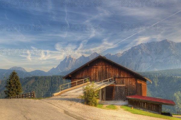 Old woodshed in the high mountains in Austria