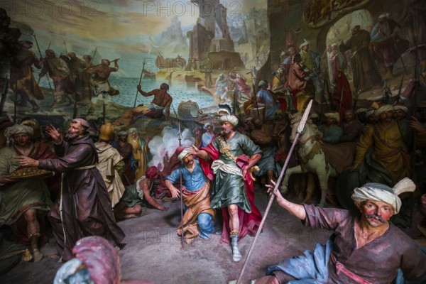 ORTA SAN GIULIO, ITALY, MAY 29, 2019 : interiors decors and frescoes of chapel in Sacro monte di Orta, may 29, 2019, in Orta san Giulio, italy