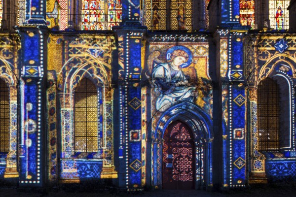 Saint Pierre Peter Church illuminated, Chartres, Eure et Loir, France