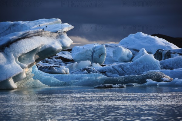 Calved iceberg in the glacial lake of Jökulsarlon, Iceland, Island of Iceland, Northern Europe