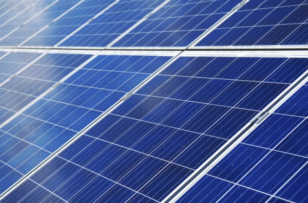 Close-up view of blue solar panels. Renewable energy