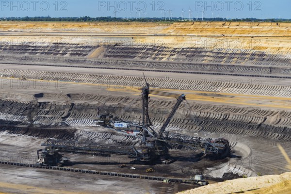 HOCHNEUKIRCH, GERMANY, JULY 7, 2018: enormous bucket-wheel excavator in an open pit lignite brown-coal mine