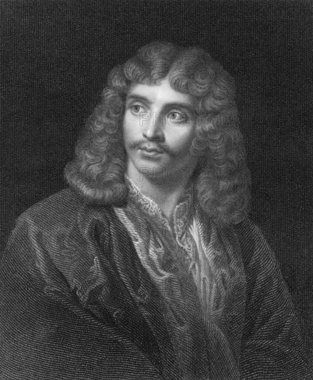 Moliere or Jean-Baptiste Poquelin, 1622-1673, a French actor, theater director and playwright, Molière oder Jean-Baptiste Poquelin, 1622 - 1673, ein französischer Schauspieler, Theaterdirektor und Dramatiker