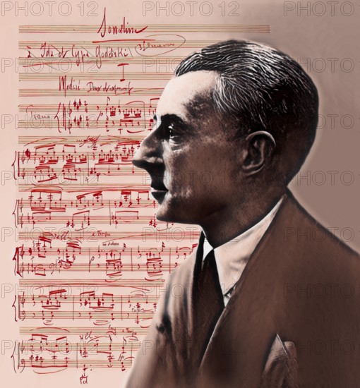 Joseph Maurice Ravel, 1875 – 1937, French composer, pianist and conductor, leading musician in Impressionism, 1925, sheet music from Sonatine, premier mouvement, 1905, digitally edited