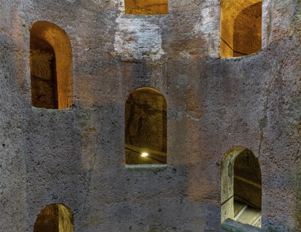 Orvieto, Italy, 18 November, 2023: detail view of the deep St. Patrick's Well in downtown Orvieto