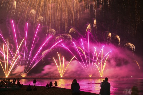 Event pyrotechnics on the pier of Forte dei Marmi Tuscany Italy