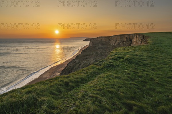 Sunset on the Channel Coast near Whale Chine on the Isle of Wight, England, UK