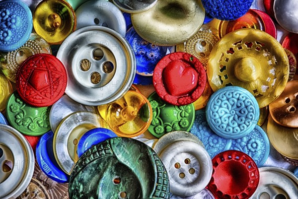 A lot of different colourful buttons