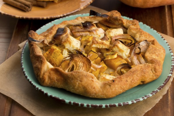 Galette with leeks, pumpkin and feta, lodz, poland