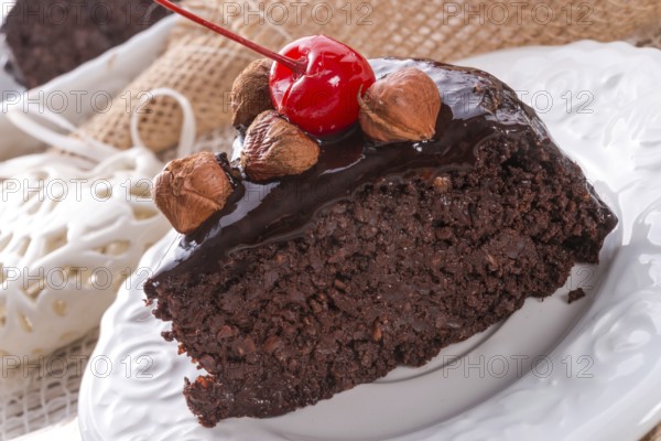 Chocolate Walnut cake with cherries