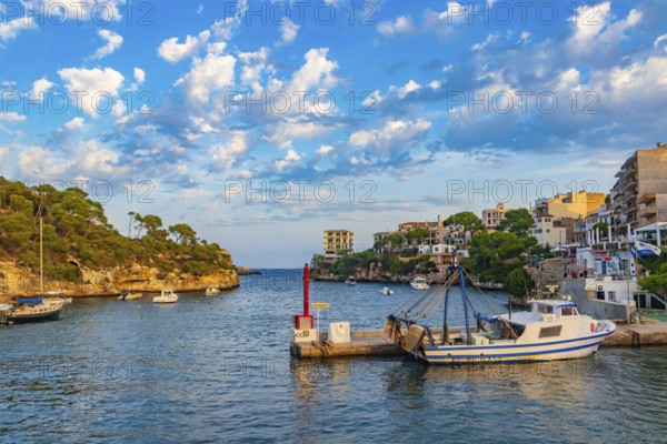 Panoramic view of the bay and the marina of Cala Figuera on Mallorca in Spain