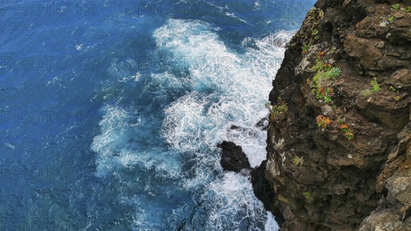 Roaring sea on the coast near Faial, Madeira