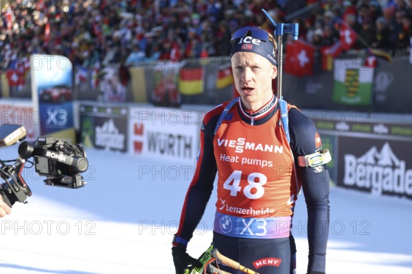 Johannes Thingnes Boe Norway after finishing the sprint at the IBU Biathlon World Championships Lenzerheide 2025, Lenzerheide, Switzerland / SUI / CH