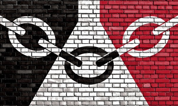 Flag of Black Country painted on brick wall