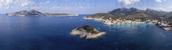 Es Pantaleu and Dragonera island, Sant Elm, andratx coast, Majorca, Balearic Islands, Spain