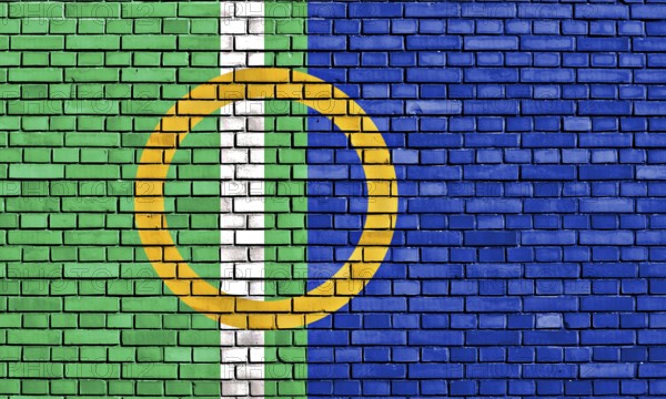 Flag of Calne painted on brick wall