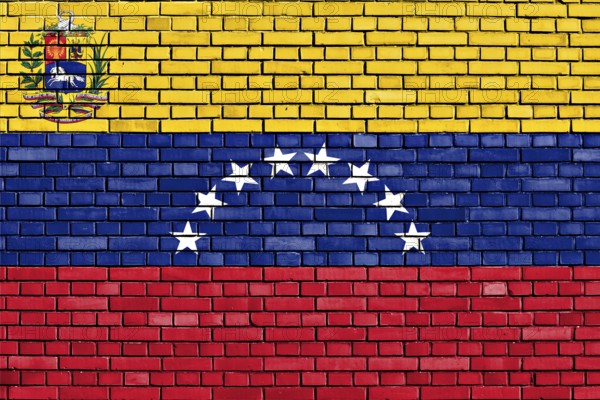 Flag of Venezuela state painted on brick wall