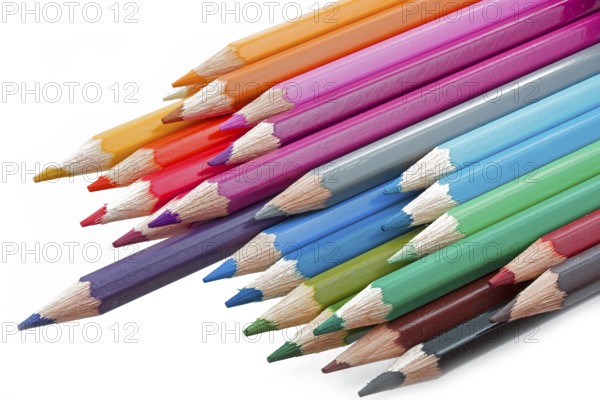 Color pencils on a white background