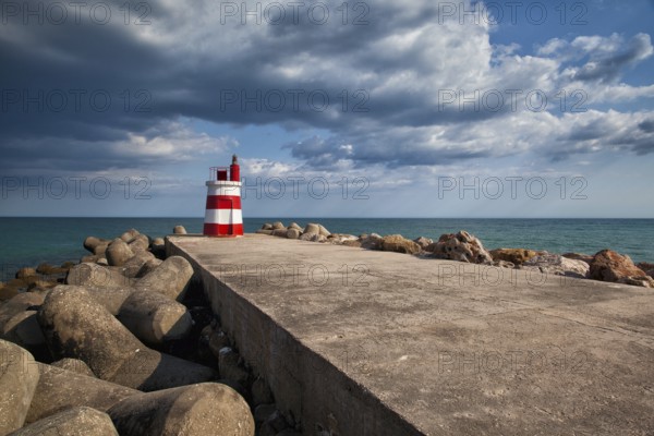 Lighthouse on the Tavira Island before storm, Algarve, Portugal 7
