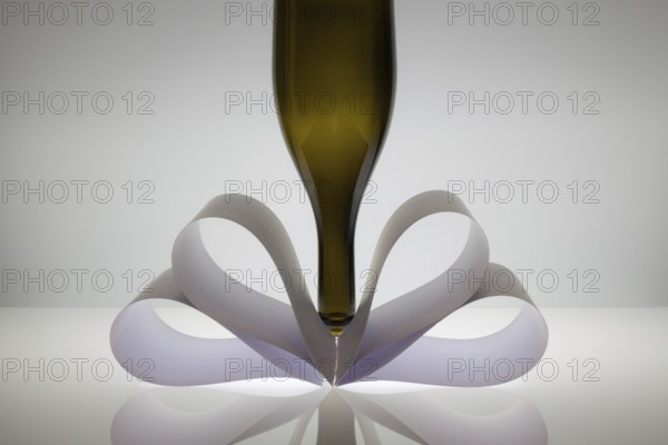 Symmetry abstract Paper Background with wine glass on a glass table