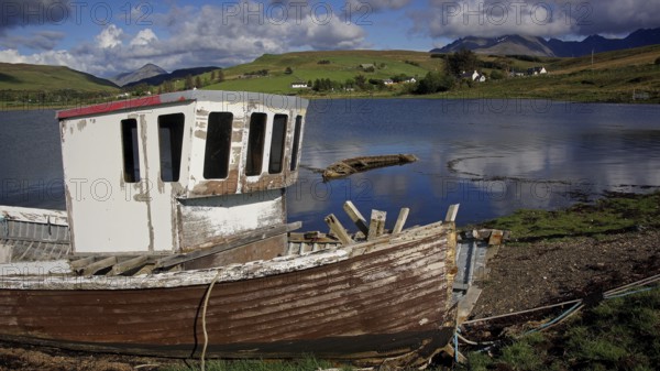 Fishing boat on the Isle of Skye, Isle of Skye, Scotland, Great Britain