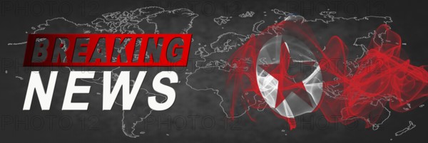 North Korea Breaking News, Smoke Flag Background