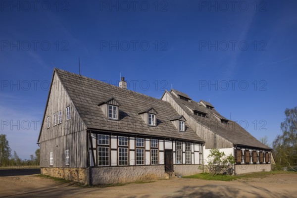 Old Elisabeth mine. Historic mine with smithy, prayer room, blower house, engine house and shaft building, Freiberg, Saxony, Germany