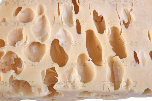 Cheese background with holes on white