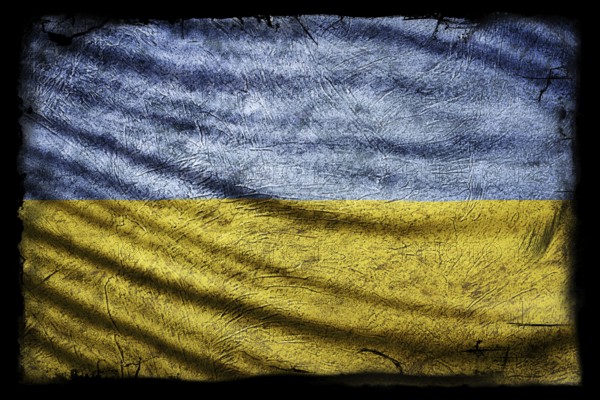 Ukraine Flag, Grunge Texture Background