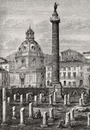 Remains of the Basilica Ulpia, Church of the Most Holy Name of Mary at the Trajan Forum, Rome, Italy, 19th Century