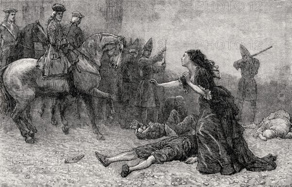 The Rescue of the Duchess of Popoli, Siege of Barcelona, 18th century, War of Spanish Succession, From British Battles on Land and Sea, by James Grant