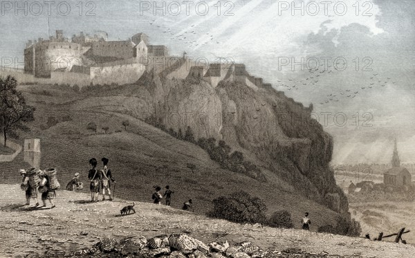The Castle, from The Mound, Edinburgh, Scotland, 19th century, from Modern Athens by Th. H. Shepherd