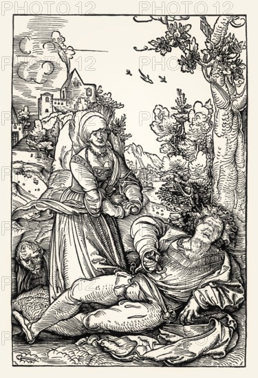 Pyramus und Thisbe, by Hans Schäufelin, woodcut, 1510