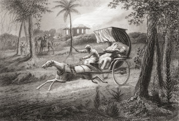 Dr Graham shot in his buggy by Sealkote Mutineers, India, Asia, 1857