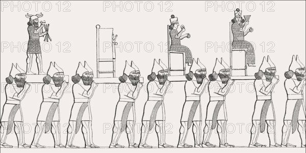 Procession with the figures of the gods, Neo-Assyrian Empire