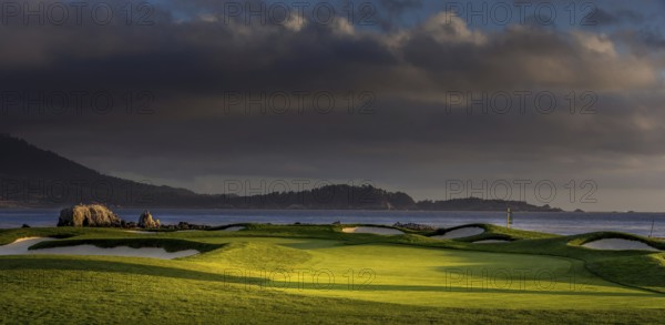 Coastline golf course, greens and bunkers in California, usa