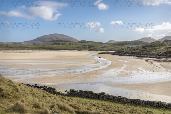 Carnish Beach and Cappadale Sands at Low Tide, Isle of Lewis, Scotland, United Kingdom